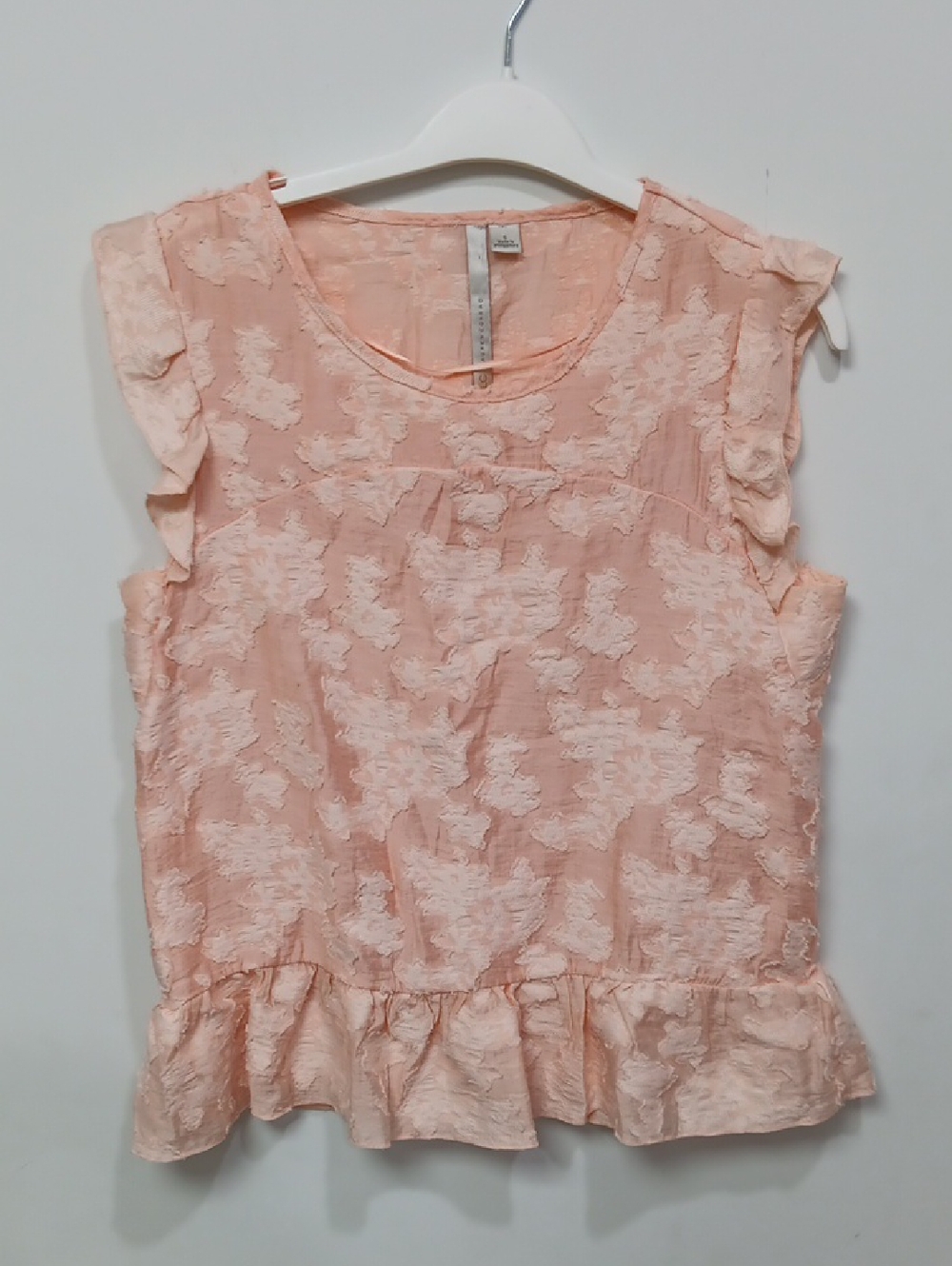 LC Lauren Conrad Blush Pink Textured Ruffle Hem Top